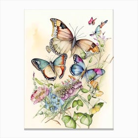 Butterflies In Migration Watercolour Ink 1 Canvas Print