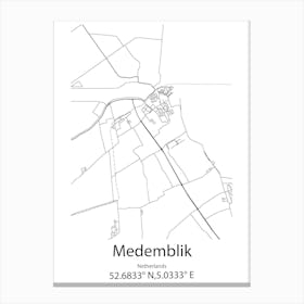 Medemblik,Netherlands Minimalist Map Canvas Print