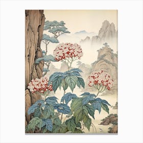 Ajisai Hydrangea 2 Japanese Botanical Illustration Canvas Print