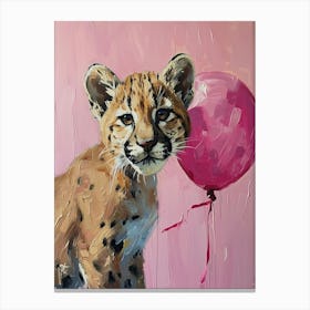 Cute Cougar 3 With Balloon Canvas Print