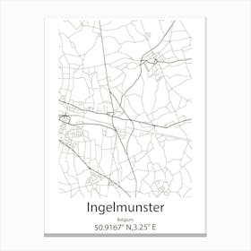 Ingelmunster,Belgium Minimalist Map Canvas Print