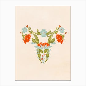 Vintage Womens Rights Floral Uterus Canvas Print