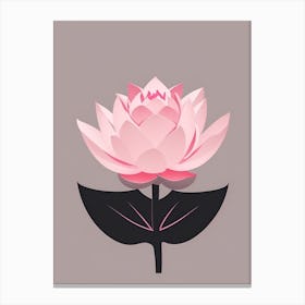 A Pink Lotus In Minimalist Style Vertical Composition 17 Canvas Print