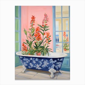 A Bathtube Full Of Snapdragon In A Bathroom 3 Canvas Print