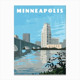 Minneapolis, USA — Retro travel minimalist poster Canvas Print