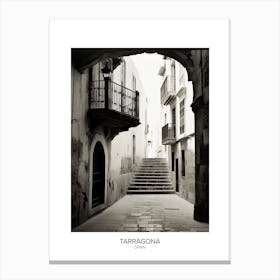 Poster Of Tarragona, Spain, Black And White Analogue Photography 2 Canvas Print
