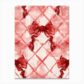 Dark Red Bows 3 Pattern Canvas Print