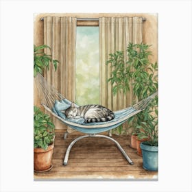 Cat In Hammock Canvas Print