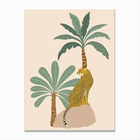 Cheetah with Palm Trees Canvas Print