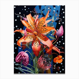 Surreal Florals Gloriosa Lily 2 Flower Painting Canvas Print