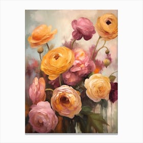 Fall Flower Painting Ranunculus 1 Canvas Print