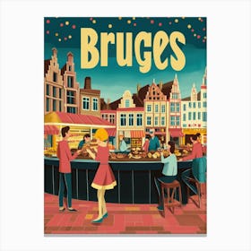 Aihrgdesign A 1970s Inspired Travel Poster For Bruges Canvas Print