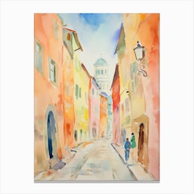 Piacenza, Italy Watercolour Streets 1 Canvas Print