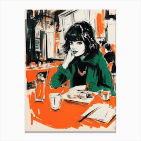 Girl At A Table Canvas Print