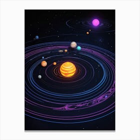 Default Neon Black Light Sgraffito Solar System 3d Illustratio 2 (3) Canvas Print