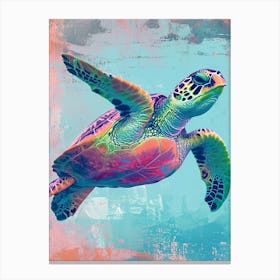 Colourful Textured Painting Of A Sea Turtle 2 Canvas Print