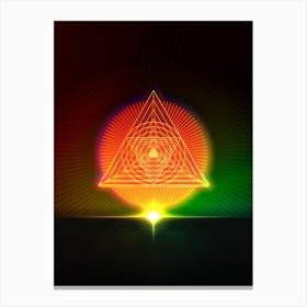 Neon Geometric Glyph in Watermelon Green and Red on Black n.0223 Canvas Print