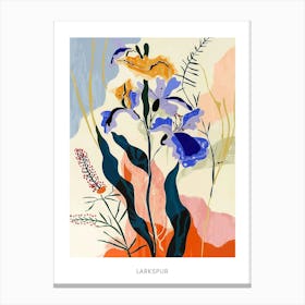 Colourful Flower Illustration Poster Larkspur 2 Canvas Print