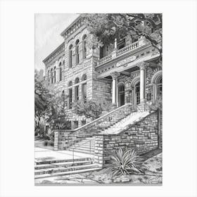 The Bullock Texas State History Museum Austin Texas Black And White Drawing 5 Canvas Print