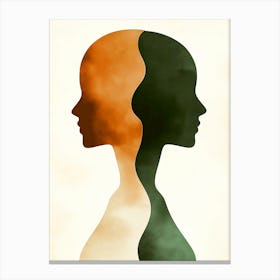 Silhouette Of Two Women Canvas Print