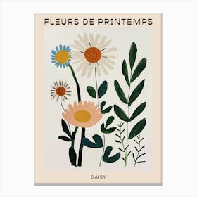 Spring Floral French Poster  Daisy 3 Canvas Print