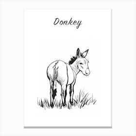 B&W Donkey Poster Canvas Print