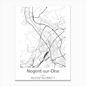 Nogent Sur Oise,France Minimalist Map Canvas Print