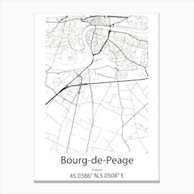 Bourg De Peage,France Minimalist Map Canvas Print