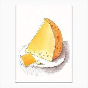 Cheddar Cheese Dairy Food Pencil Illustration Canvas Print