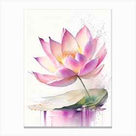 Pink Lotus Storybook Watercolour 3 Canvas Print