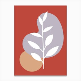 Leaf On A Red Background Canvas Print