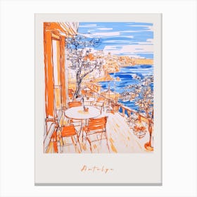 Antalya Turkey Orange Drawing Poster Canvas Print