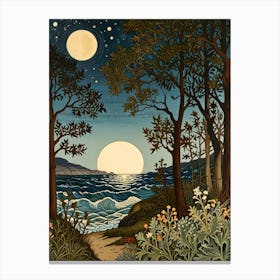 William Morris Moonlight Over The Ocean Canvas Print