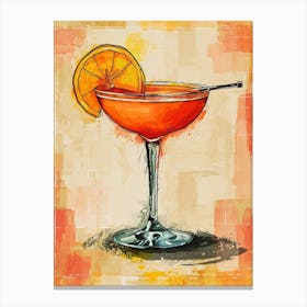 Tequila Sunrise Inspired Cocktail Watercolour 1 Canvas Print