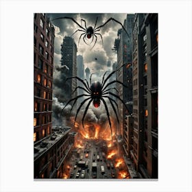 Chaos in the Sky: The Giant Spider vs. Doppeldecker Fighters Canvas Print