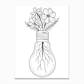 Light Bulb With Flowers Canvas Print