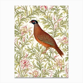 Pheasant 2 William Morris Style Bird Canvas Print