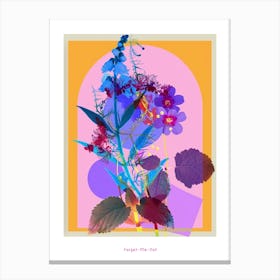 Forget Me Not 6 Neon Flower Collage Poster Canvas Print
