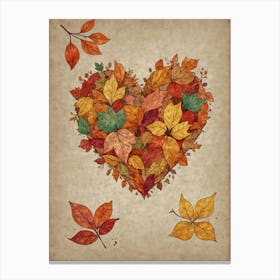 Autumn Leaves Heart 2 Canvas Print