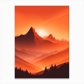 Misty Mountains Vertical Composition In Orange Tone 221 Canvas Print