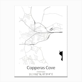 Copperas Cove,United States Minimalist Map 1 Canvas Print