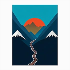 Mount Hutt, New Zealand Modern Illustration Skiing Poster Canvas Print