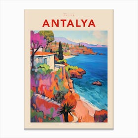 Antalya Turkey Fauvist Travel Poster Canvas Print