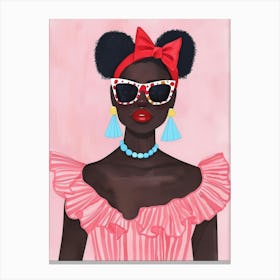 Black Girl In Pink Canvas Print