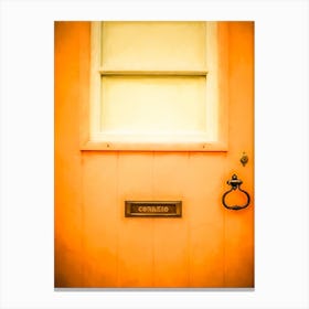 Orange Painted Door & Letterbox Portugal Canvas Print