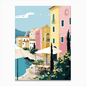 Amalfi, Italy, Flat Pastels Tones Illustration 4 Canvas Print