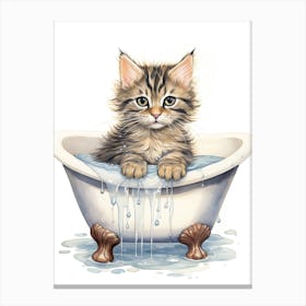 American Bobtail Cat In Bathtub Bathroom 3 Canvas Print