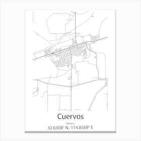 Cuervos,Mexico Minimalist Map Canvas Print