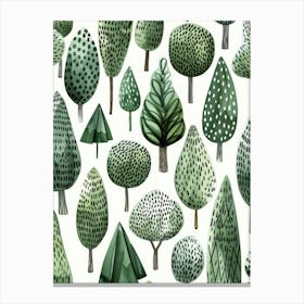 Green Trees Seamless Pattern Canvas Print