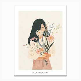 Bloom And Grow Spring Girl With Wild Flowers 9 Canvas Print